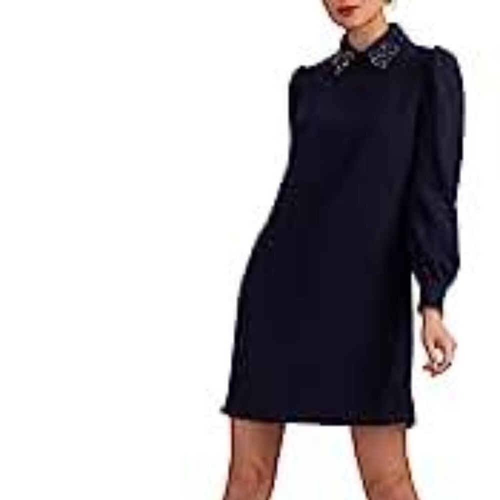 NWT Trina Turk Rhinestone Collar Gaudin Shift Dress Size 10
